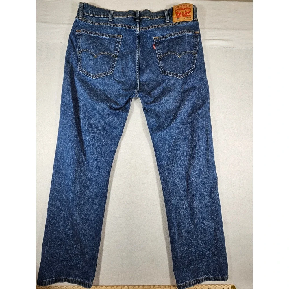 Levis 505 Regular Fit Straight Leg‎ Jeans Mens 38x32 Blue Denim 00505-3171